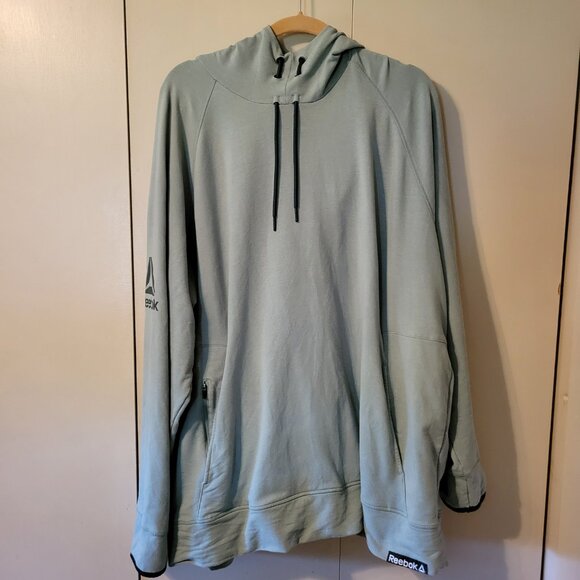 Reebok 3XL Mens Hooded Sweatshirt Black Triangle Logo Gaiter Neck Seafoam Green - Picture 6 of 13
